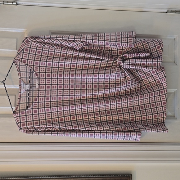 LIZ CLAIBORNE WOMEN'S ROSE AND PURPLE PLAID PULLOVER TOP SIZE LARGE - Picture 2 of 15